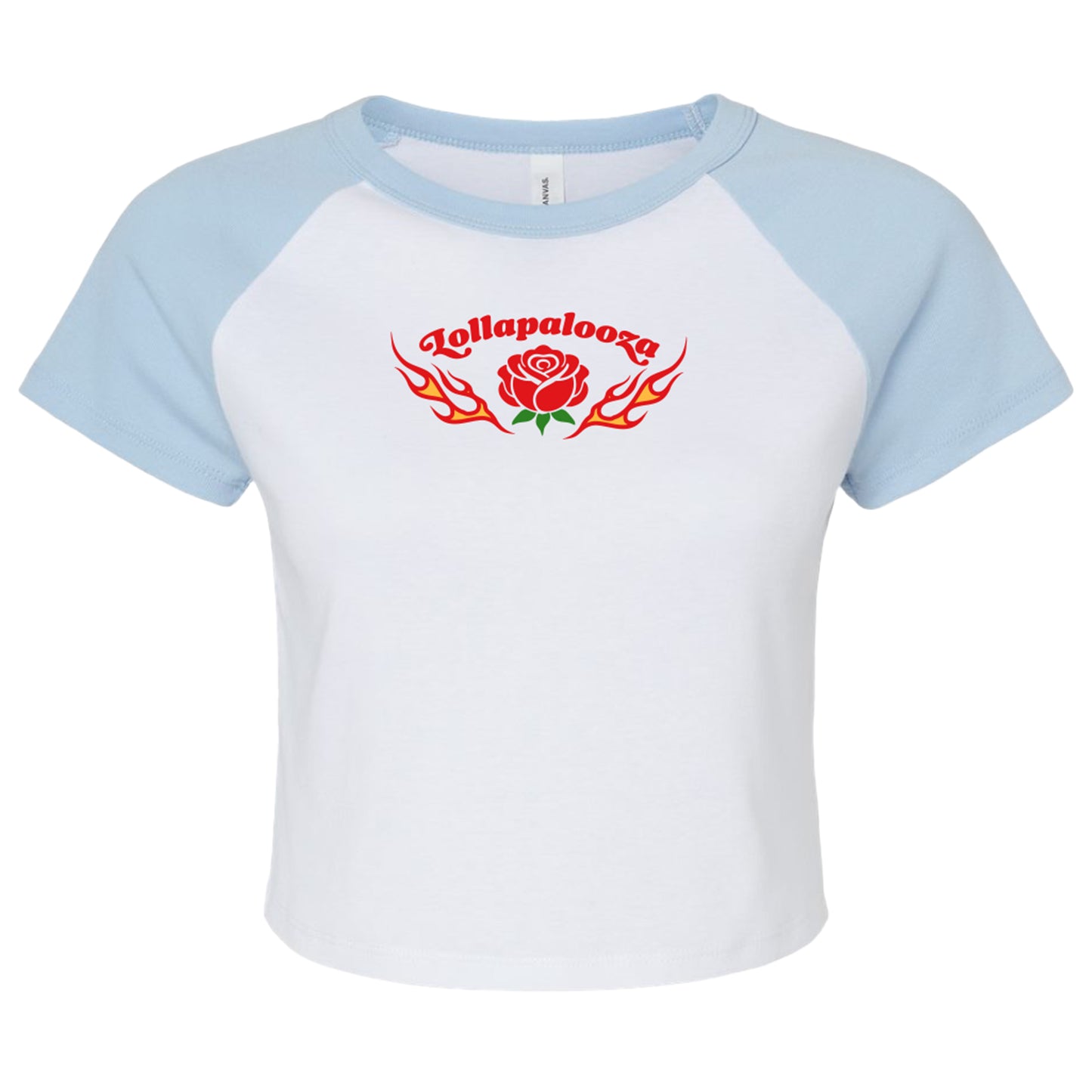 Women's Rose and Flame Baby Tee - Blue
