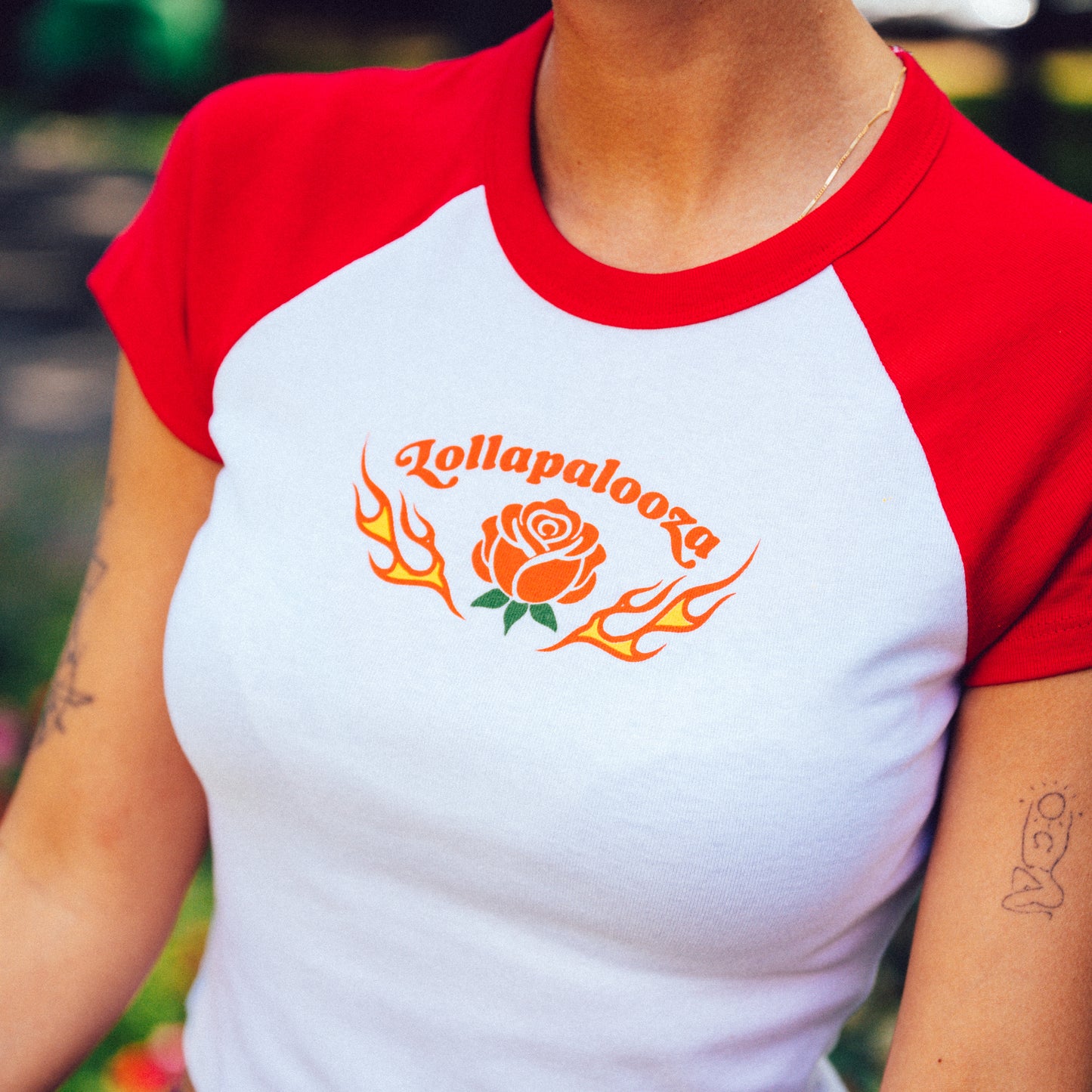 Women's Rose and Flame Baby Tee