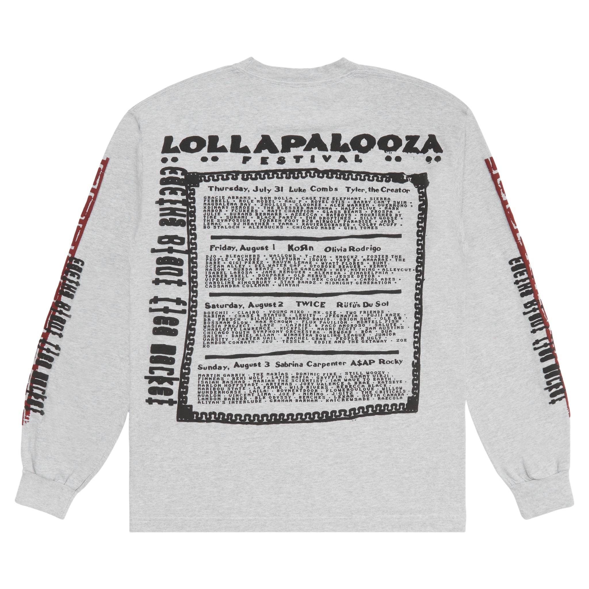 Lollapalooza 2025 Tシャツ　X Lサイズ Lollapalooza 2025 poster lineup shirt, hoodie, sweater, long