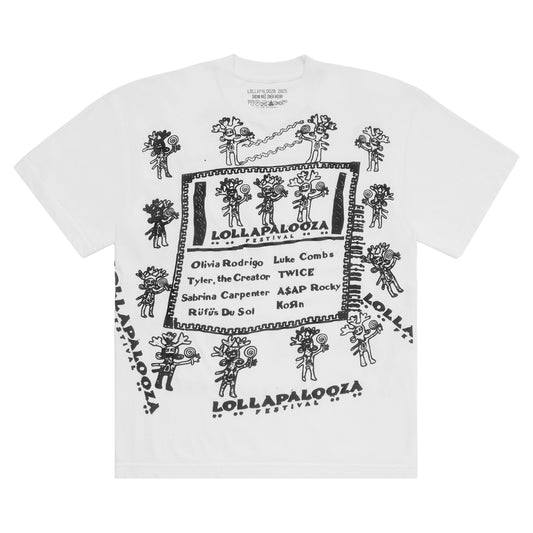 Lollapalooza x Cactus Plant Flea Market White Lineup Tee