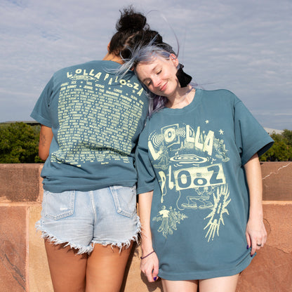 Lolla Collage Lineup Tee - Pebble Blue