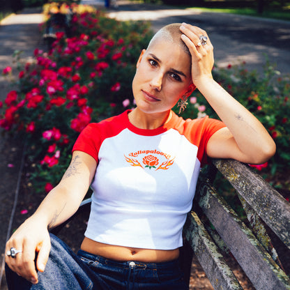 Women's Rose and Flame Baby Tee