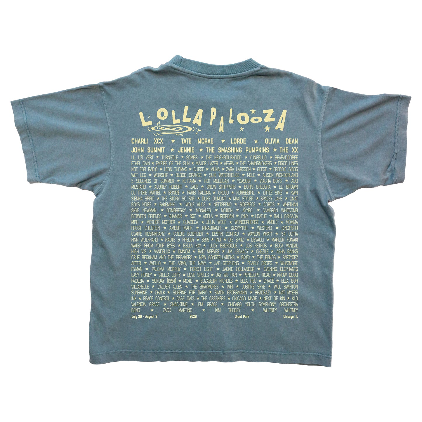 Lolla Collage Lineup Tee - Pebble Blue