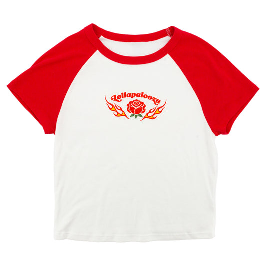 Women's Rose and Flame Baby Tee